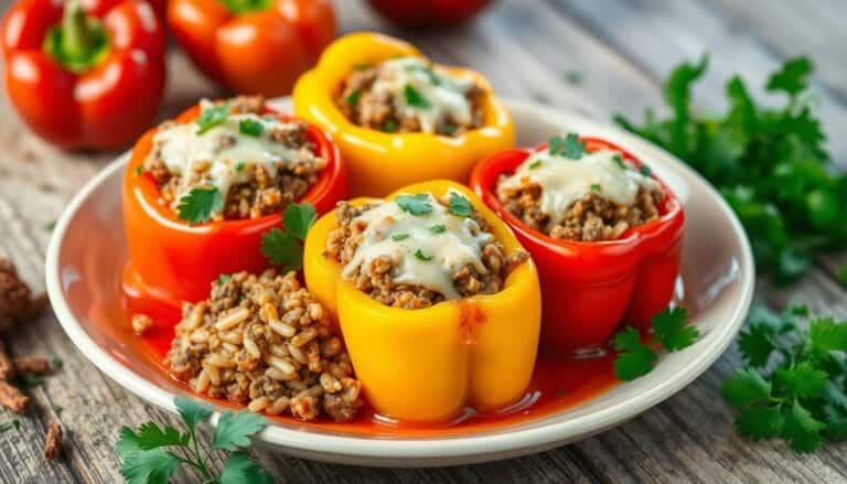 5 Delicious Ground Beef and Rice Stuffed Bell Peppers . 9 ground beef and rice stuffed bell peppers