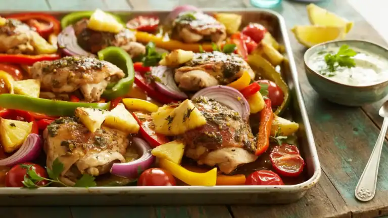 hawaiian chicken sheet pan recipe mediterranean diet
