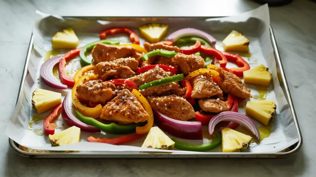 hawaiian chicken sheet pan recipe mediterranean diet
